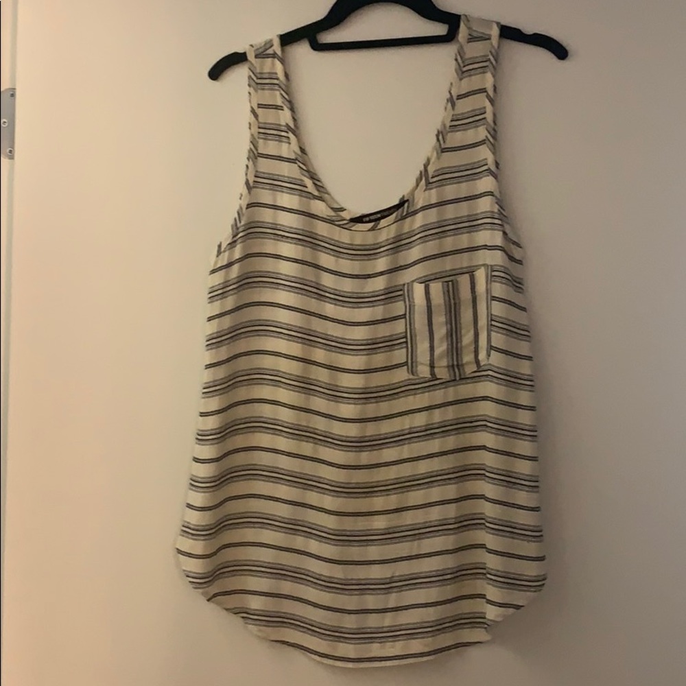 Cream tank top with navy stripes